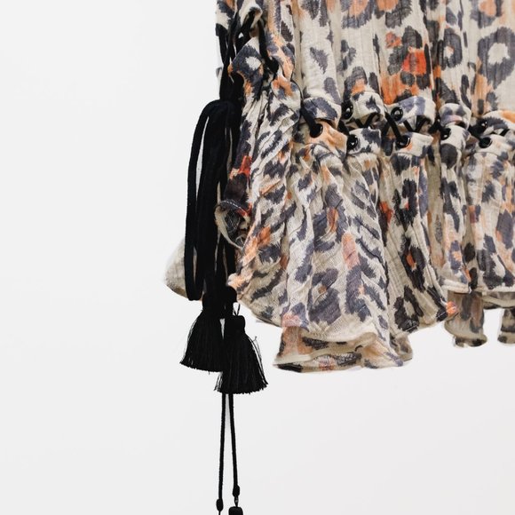 Chloé R/16 Multicolored Tawny Leopard Print Gauze Dress - Picture 8 of 13